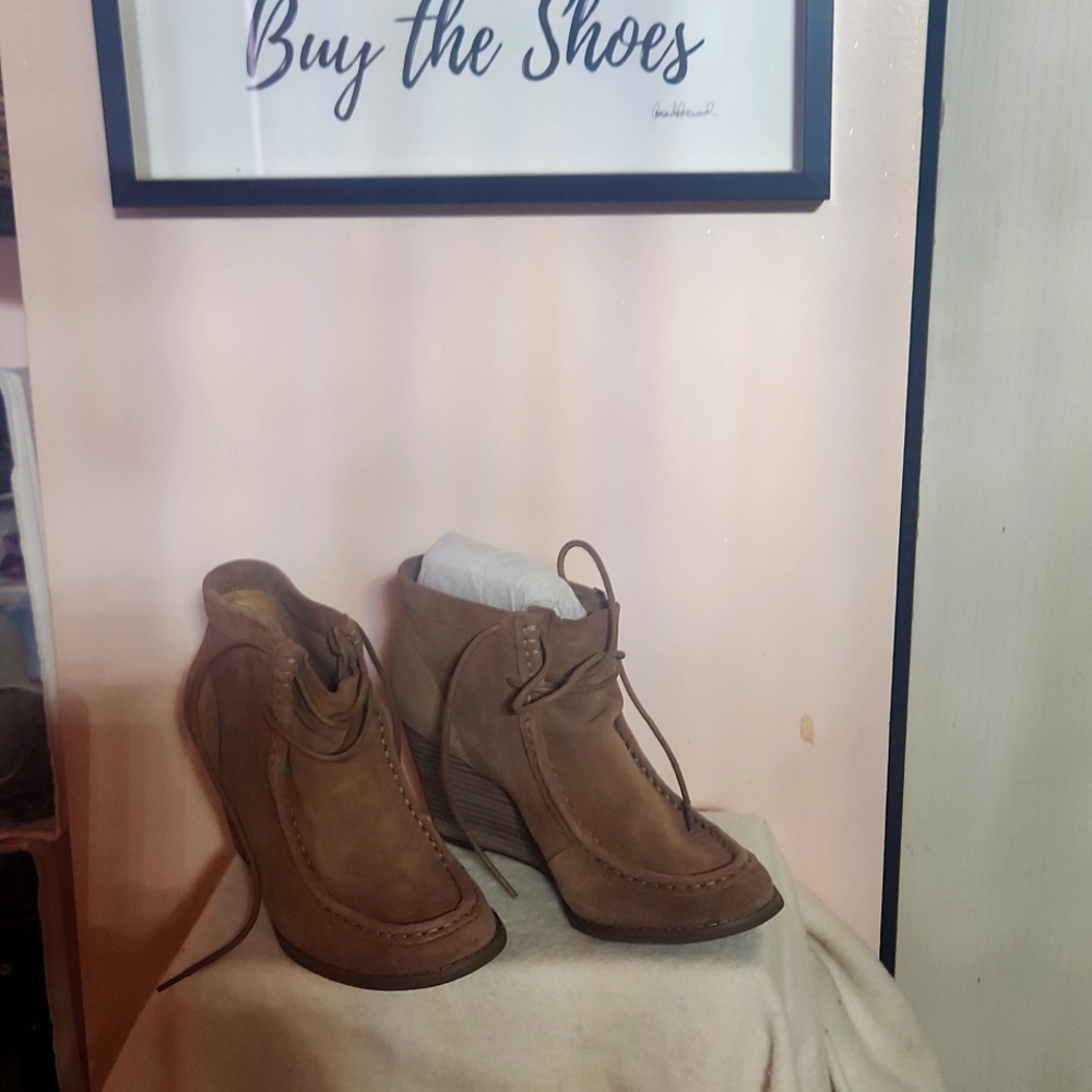 Suede platform booties